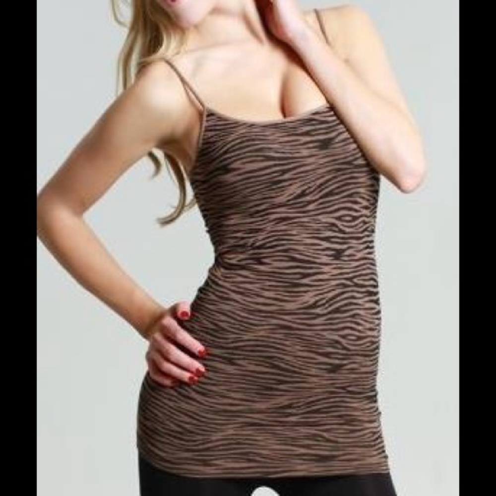 New Zebra Striped Taupe Tank Top One Size